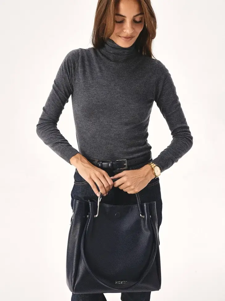 Kazar Navy Blue Narrow Leather Belt