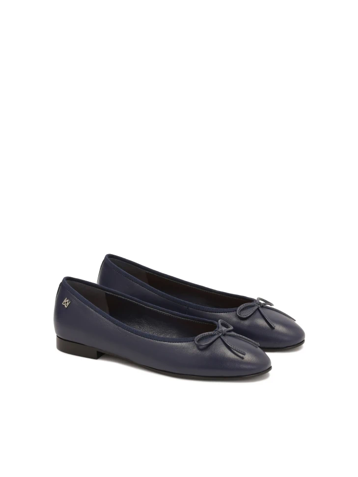 Kazar Navy Blue Natural Leather Ballerinas