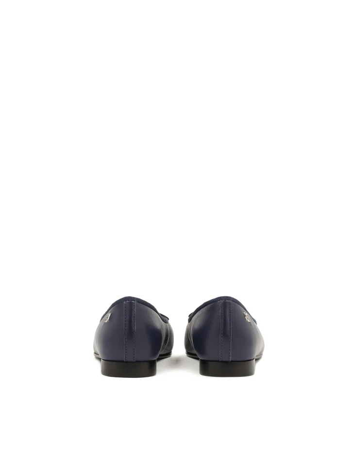 Kazar Navy Blue Natural Leather Ballerinas