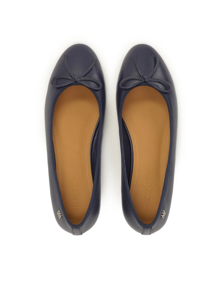 Kazar Navy Blue Natural Leather Ballerinas