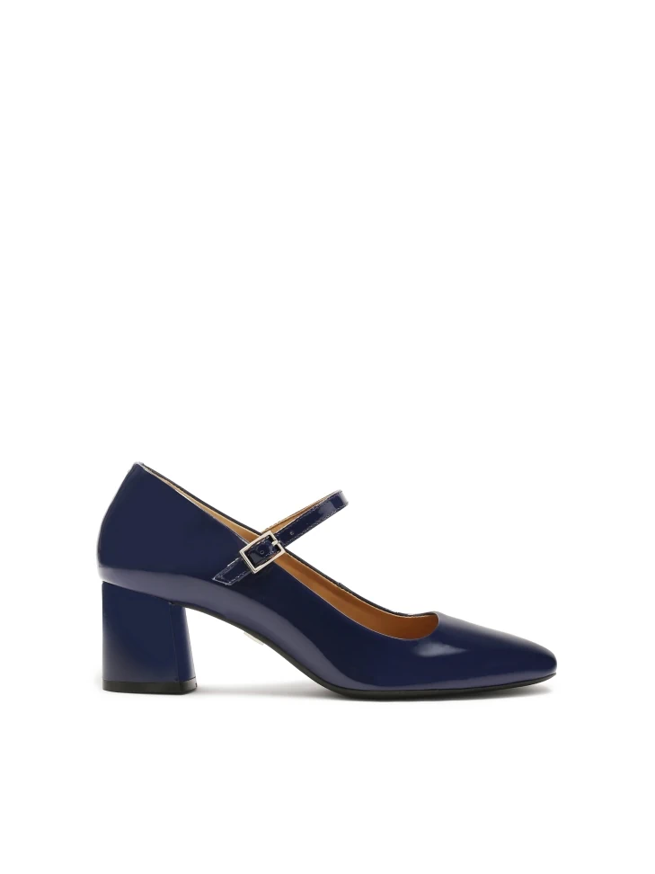 kazar Navy blue patent leather low heel pumps