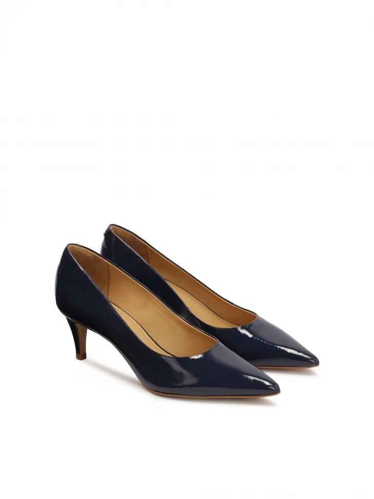 Kazar Navy Blue Patent Leather Pumps