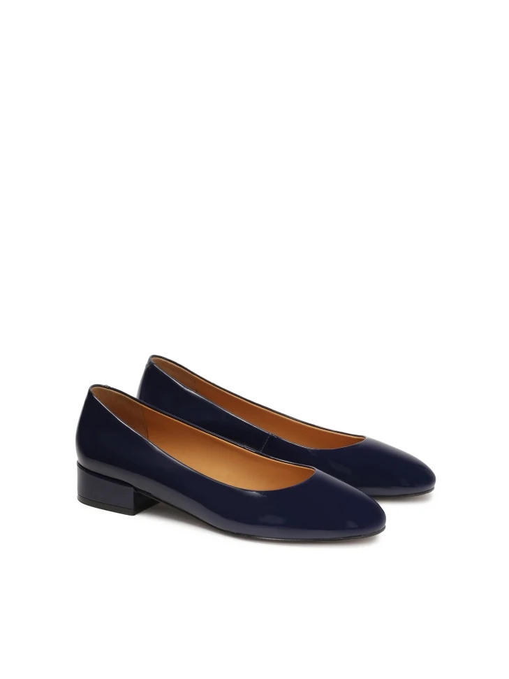 Kazar Navy Blue Patent Leather Pumps On A Post