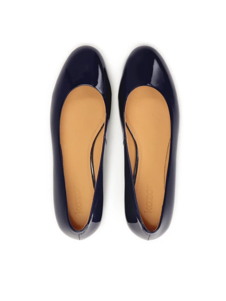 Kazar Navy Blue Patent Leather Pumps On A Post