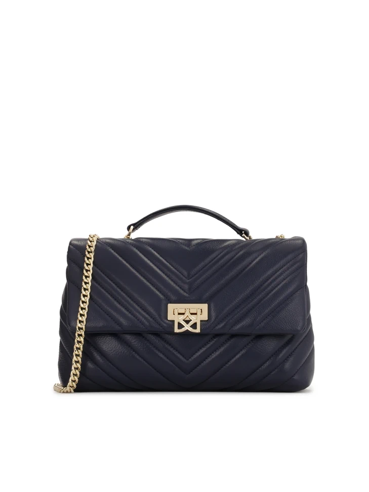 kazar Navy blue quilted chain handbag