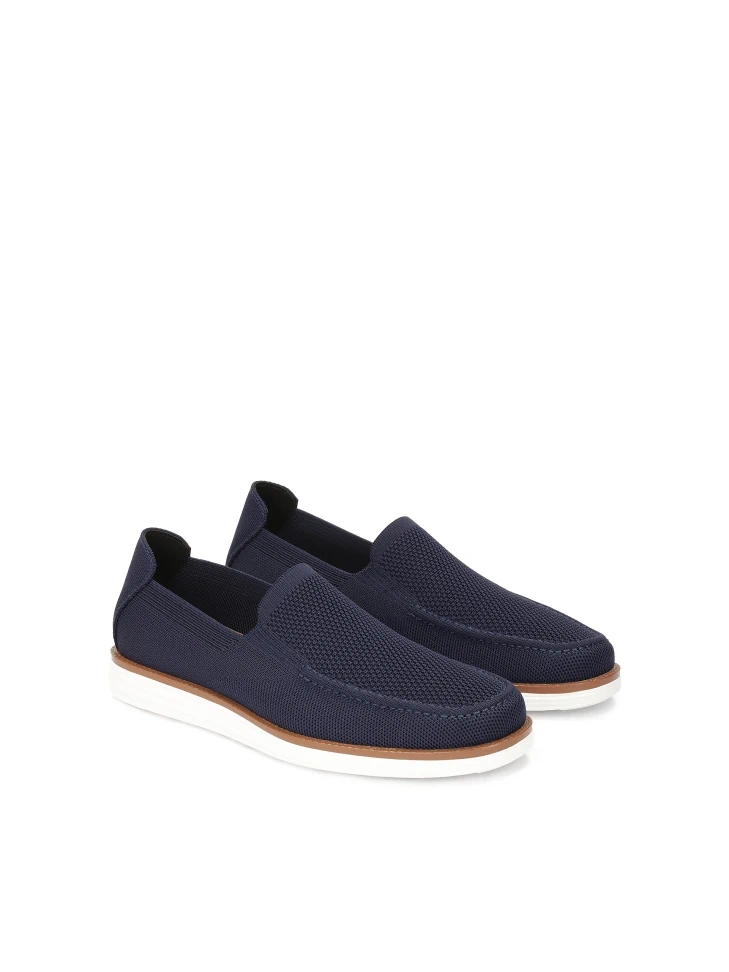 Kazar Navy Blue Slip On Shoes In Stretch Fabric