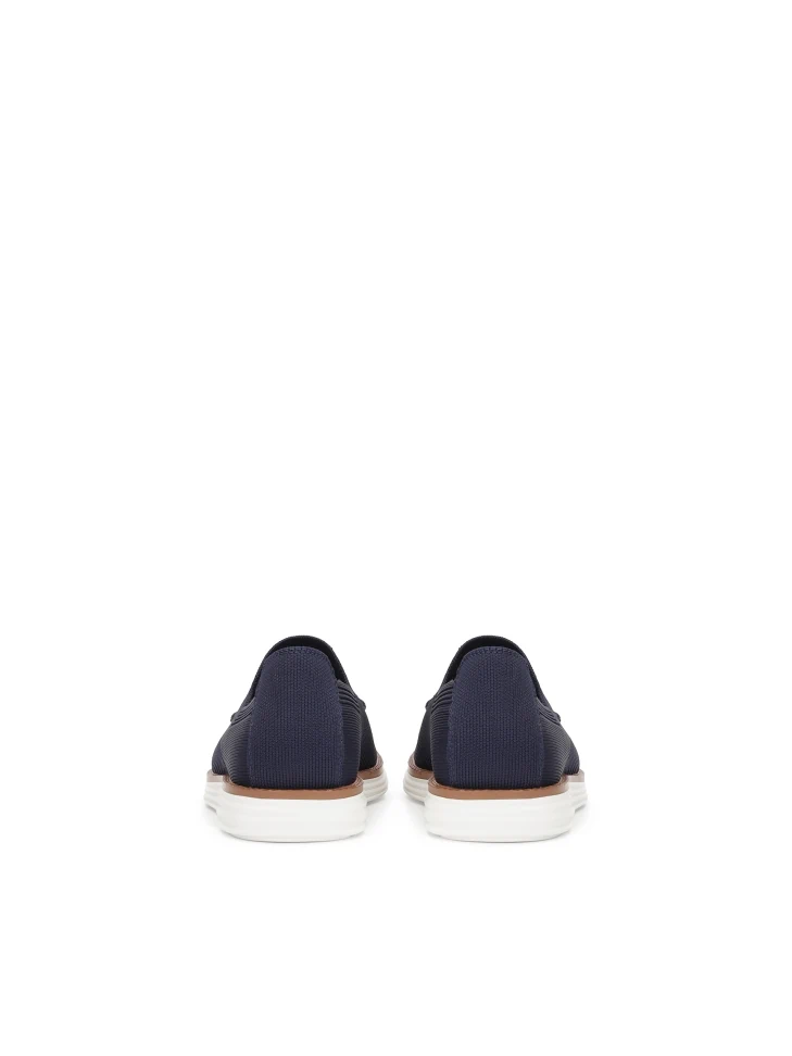 Kazar Navy Blue Slip On Shoes In Stretch Fabric