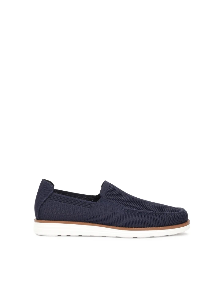 kazar Navy blue slip on shoes in stretch fabric