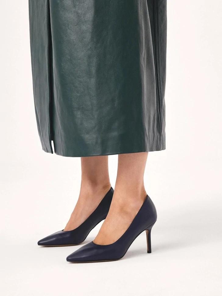 Kazar Navy Blue Smooth Leather Pumps