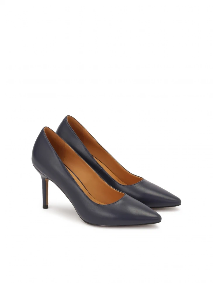 Kazar Navy Blue Smooth Leather Pumps