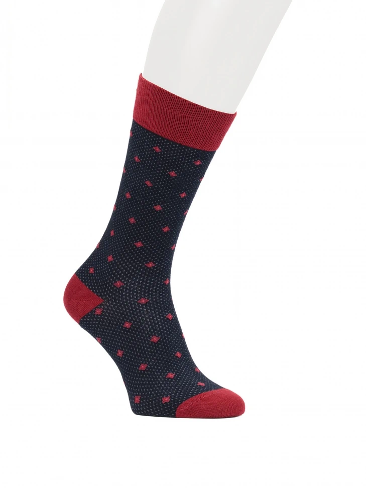 kazar Navy blue socks with a maroon pattern