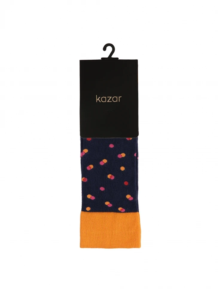Kazar Navy Blue Socks With Orange Inserts