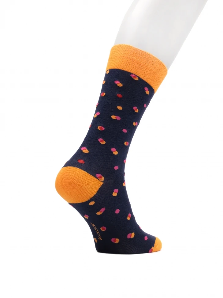 Kazar Navy Blue Socks With Orange Inserts