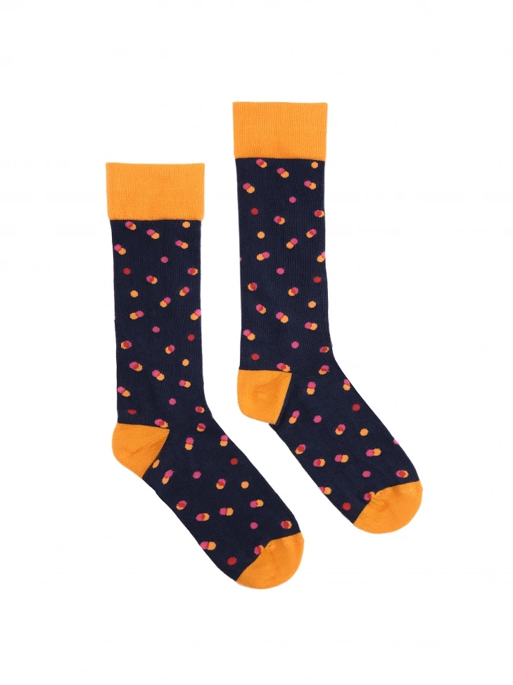 Kazar Navy Blue Socks With Orange Inserts
