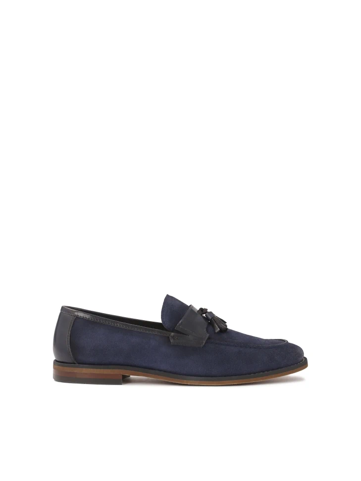 kazar Navy blue suede and smooth leather loafers
