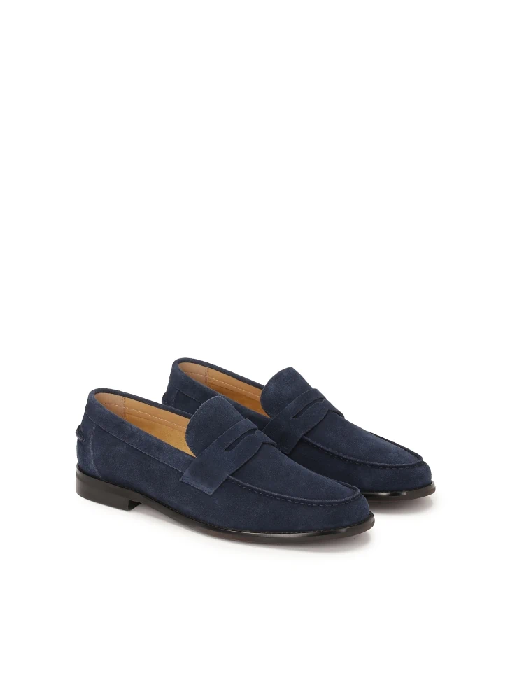 Kazar Navy Blue Suede Loafers For Men