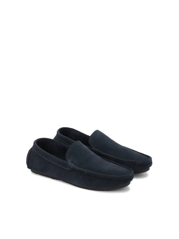 Kazar Navy Blue Suede Moccasins