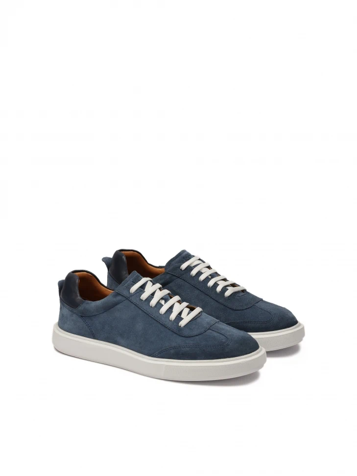 Kazar Navy Blue Suede Sneakers With White Sole