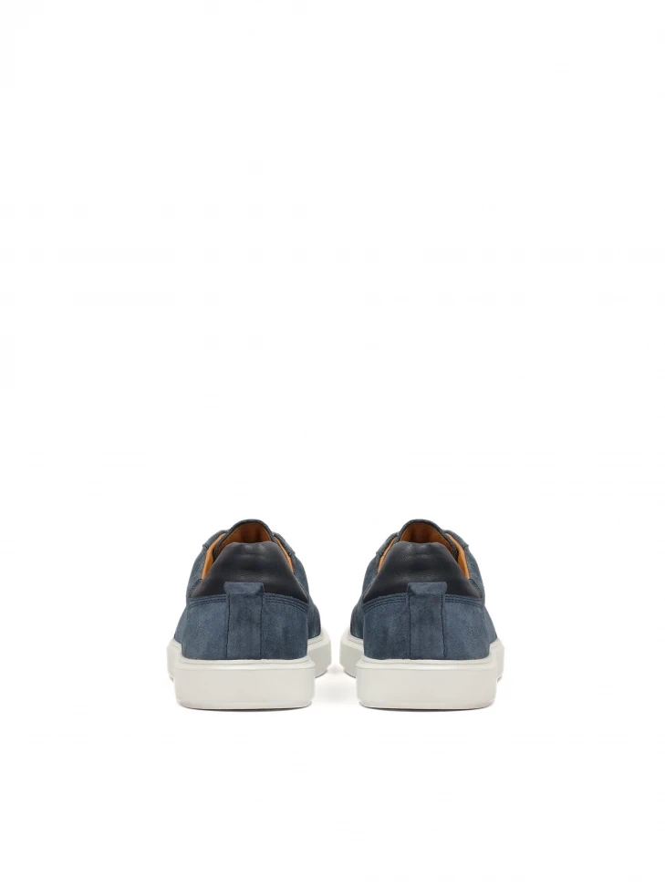 Kazar Navy Blue Suede Sneakers With White Sole