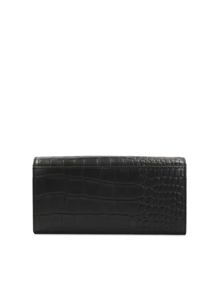Kazar Oblong Black Wallet In Embossed Leather