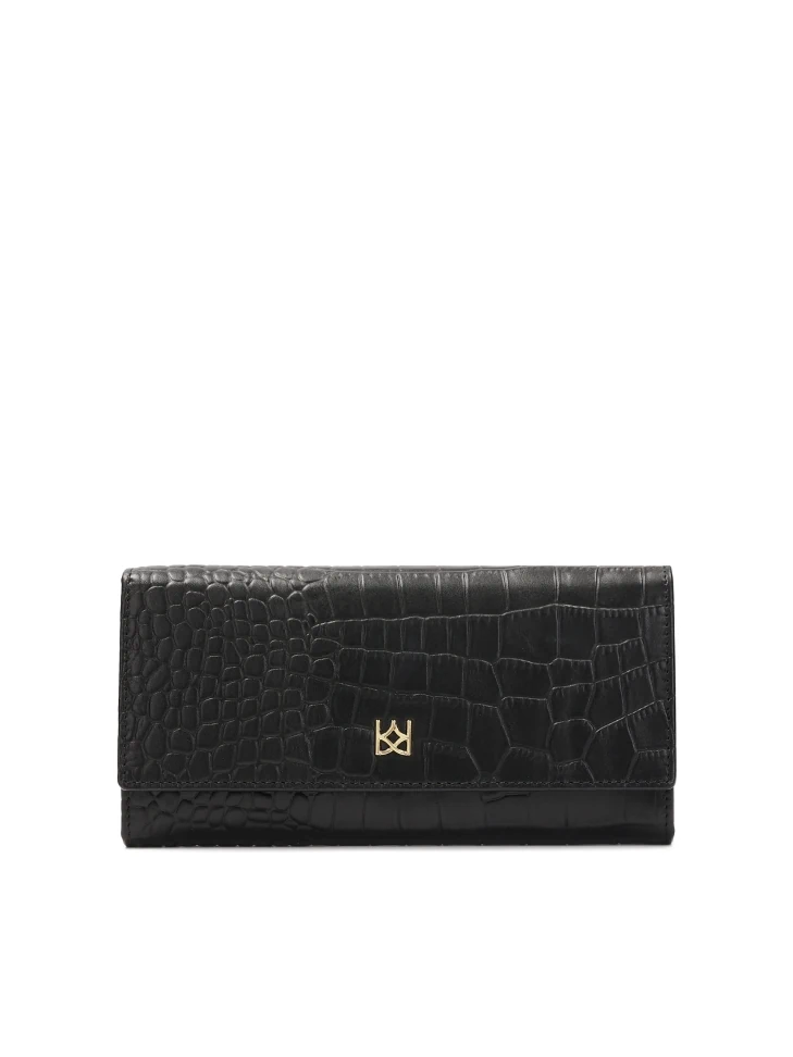 kazar Oblong black wallet in embossed leather