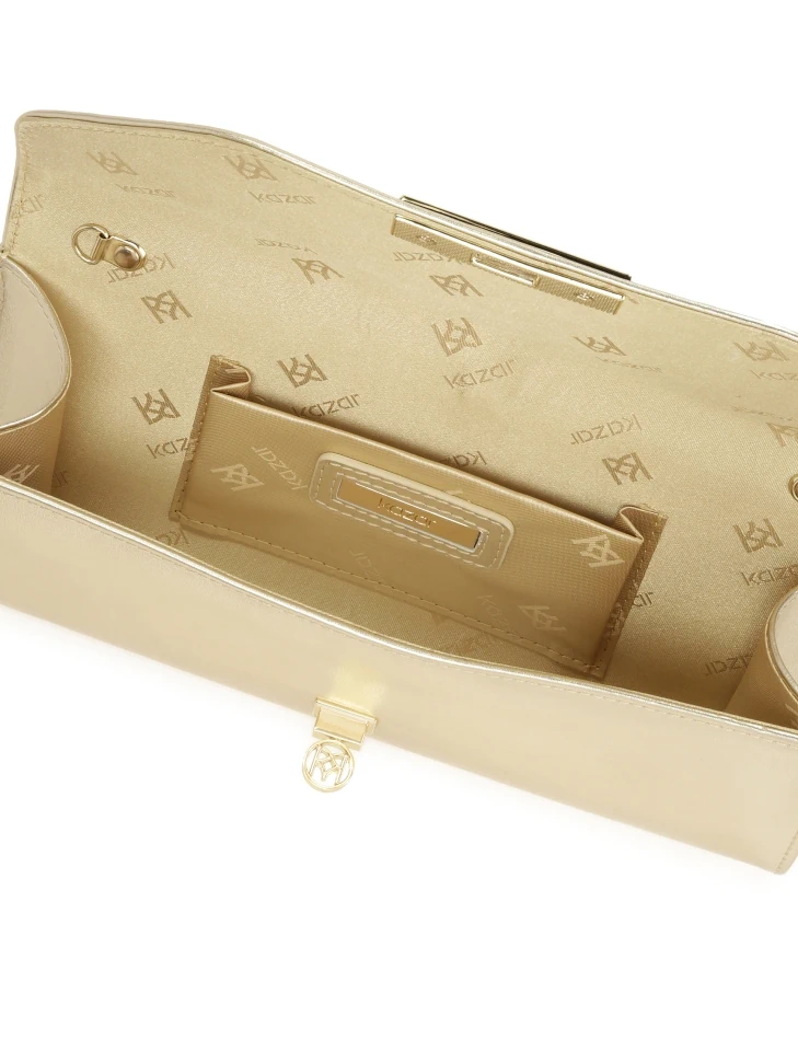 Kazar Oblong Clutch Bag In Gold Color