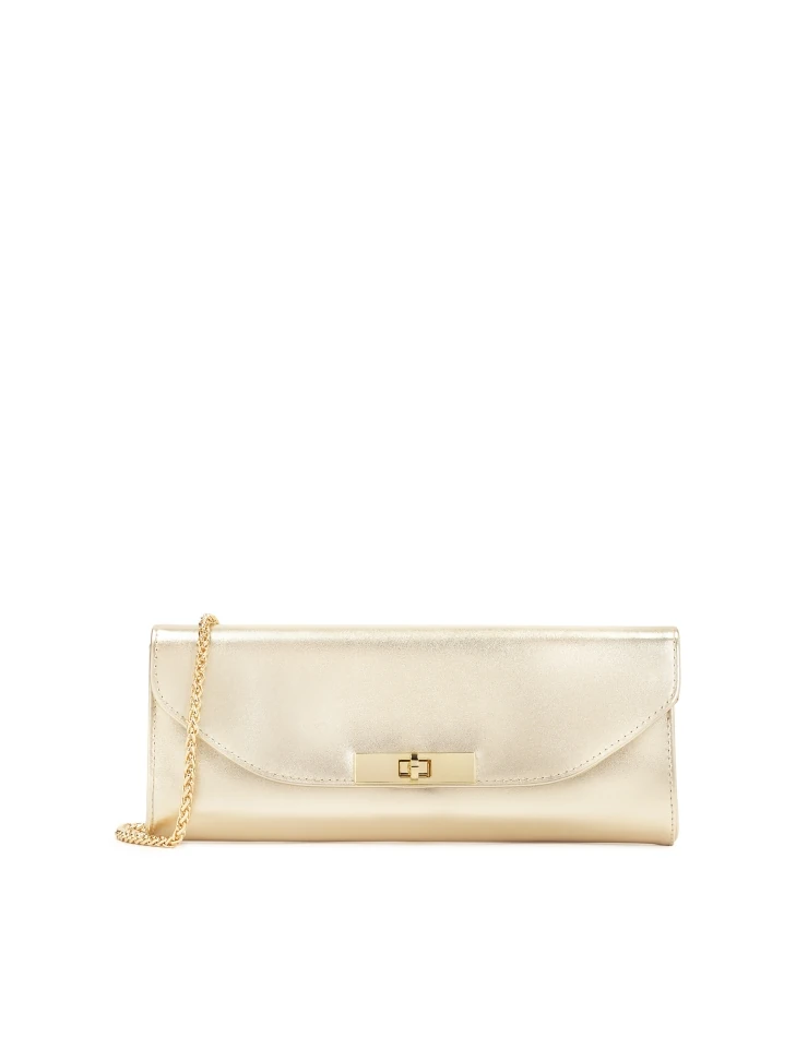 kazar Oblong clutch bag in gold color