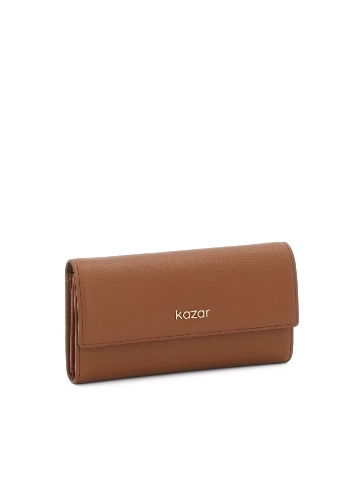 Kazar Oblong Leather Wallet With Flap