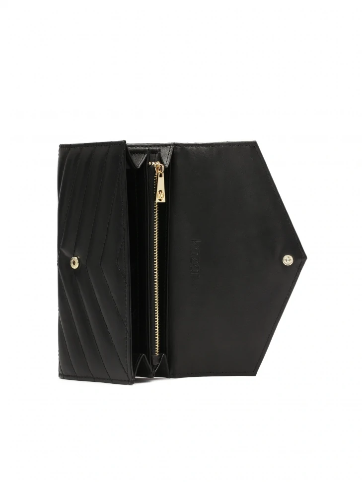 Kazar Oblong Leather Wallet With Metal Decoration
