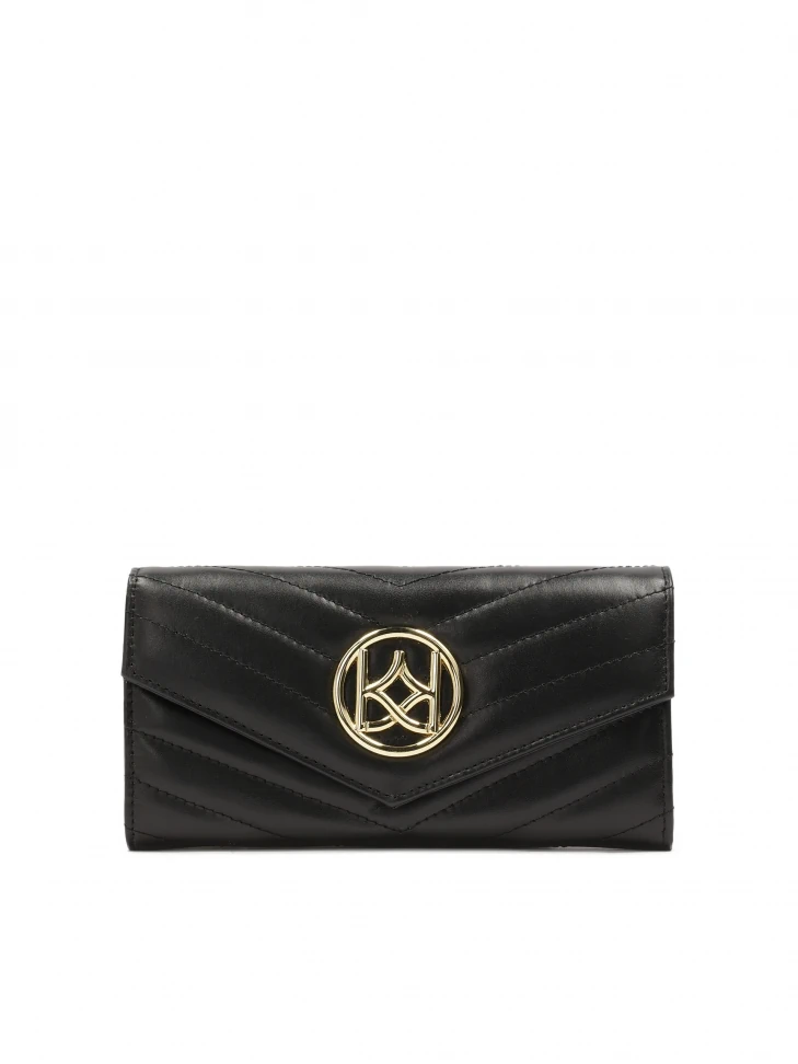 kazar Oblong leather wallet with metal decoration