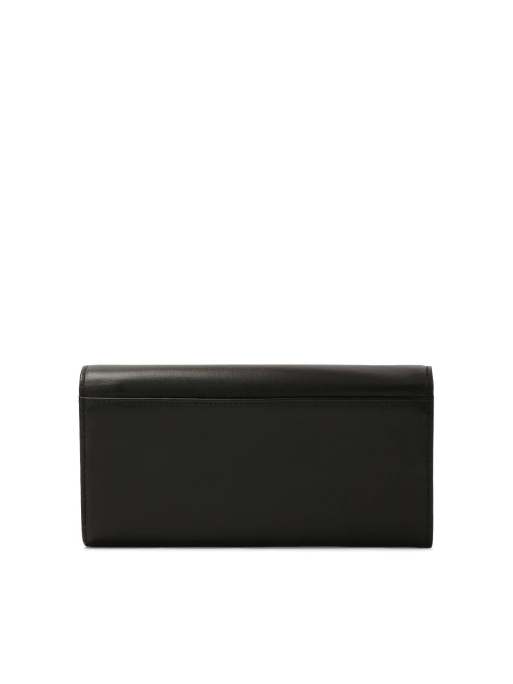 Kazar Oblong Leather Wallet With Silver Details