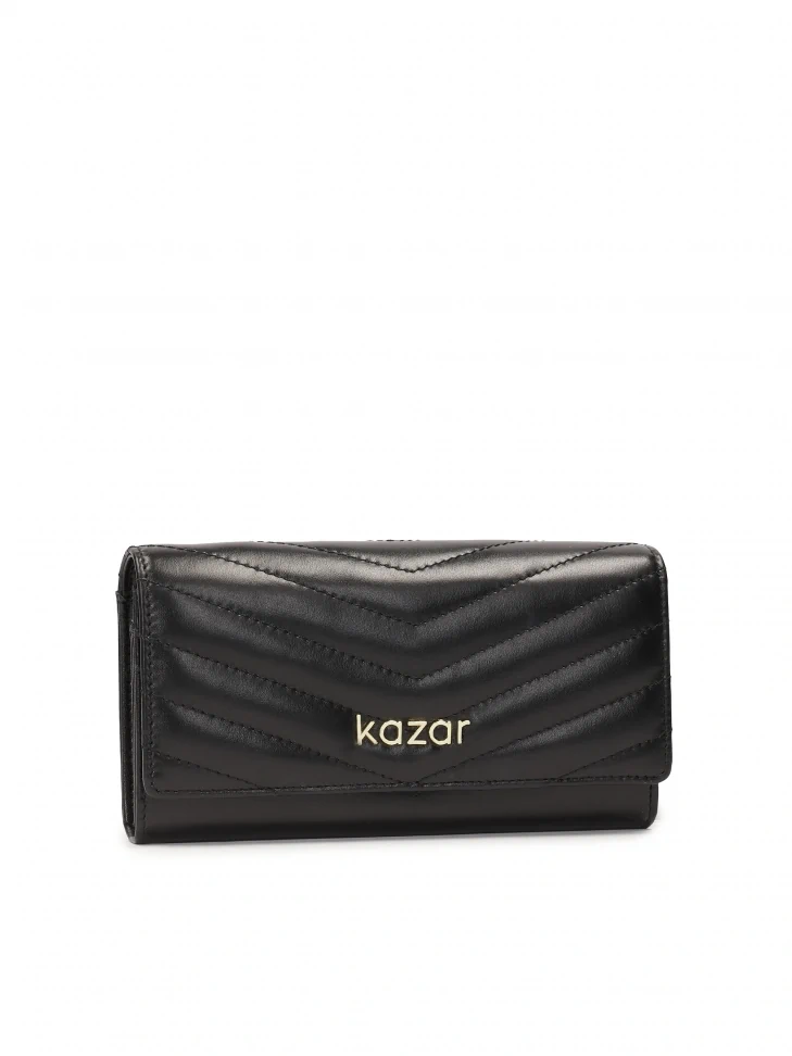Kazar Oblong Quilted Wallet With Flap