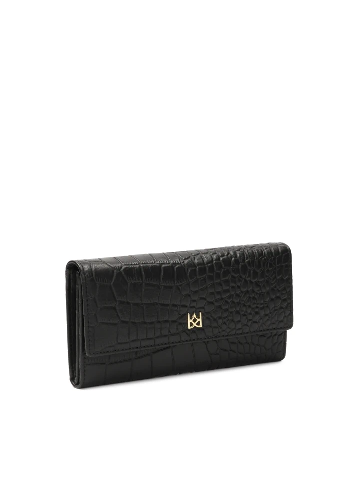 Kazar Oblong Wallet With Embossed Pattern