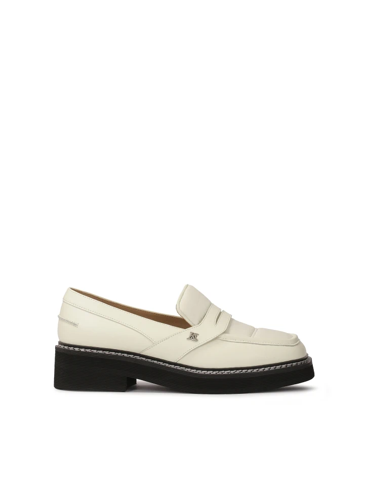 kazar Off-white leather loafers with black sole