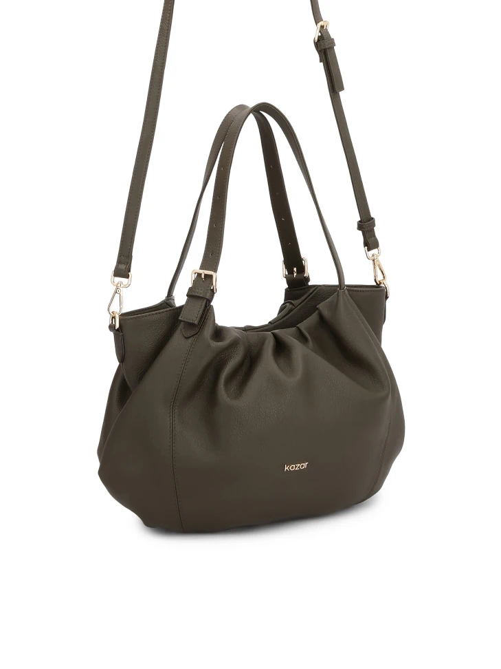 Kazar Olive Handbag With A Loose Rounded Cut