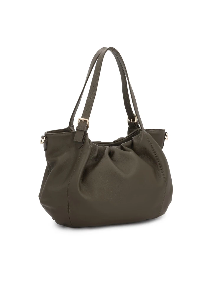 Kazar Olive Handbag With A Loose Rounded Cut