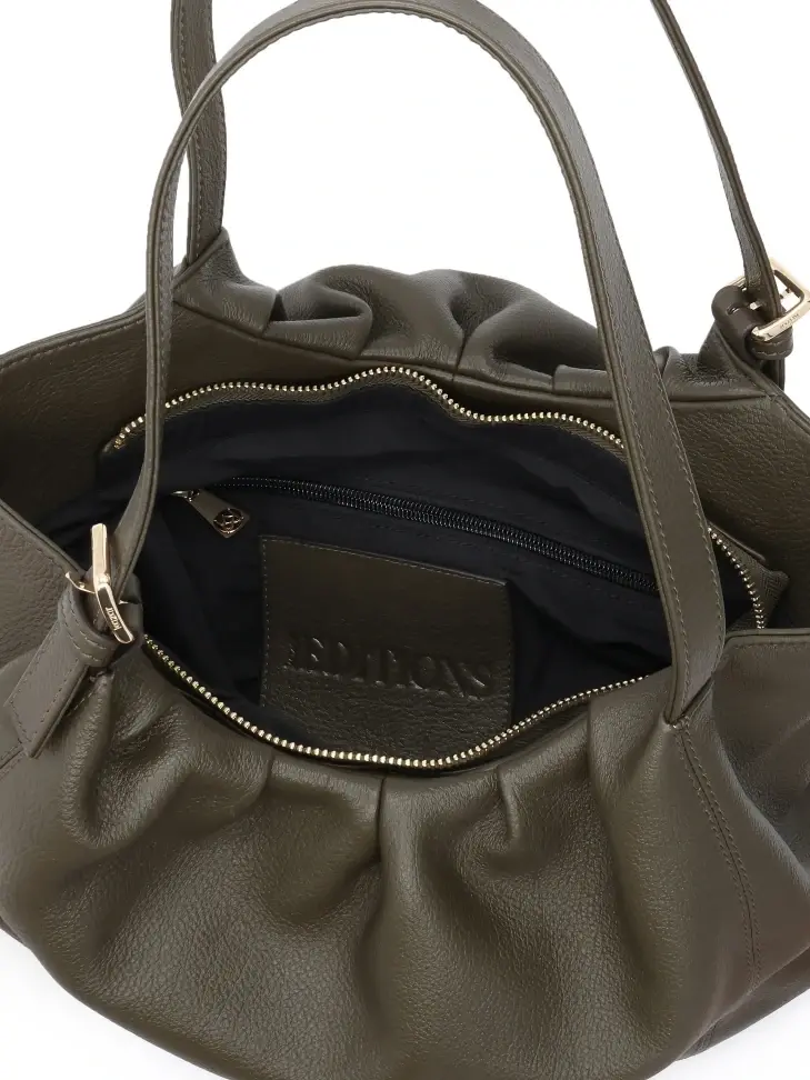 Kazar Olive Handbag With A Loose Rounded Cut