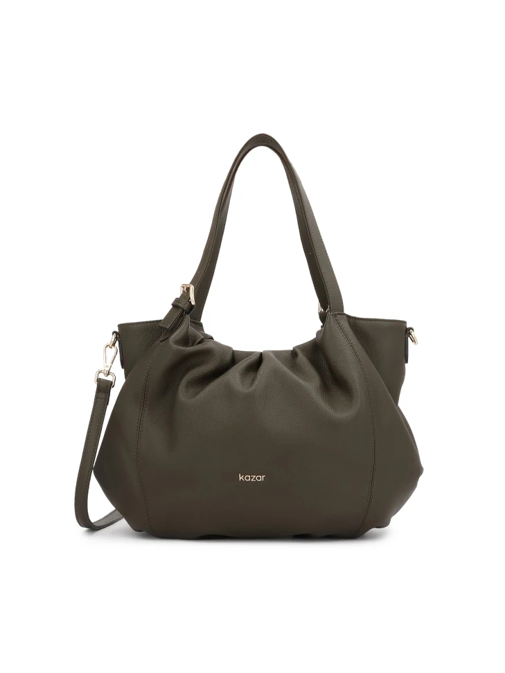 kazar Olive handbag with a loose rounded cut