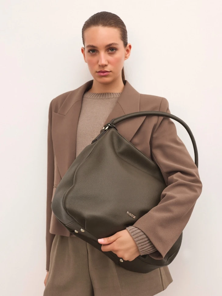 Kazar Olive Hobo Bag With Handle