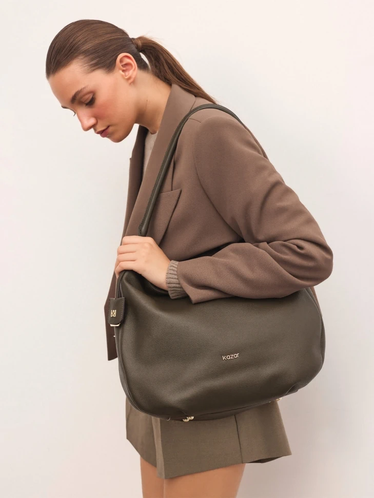 Kazar Olive Hobo Bag With Handle