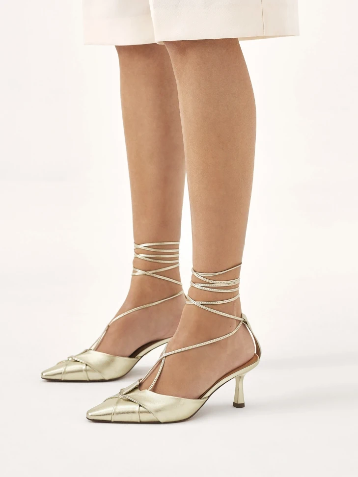 Kazar Open Heel Pumps In Gold Color