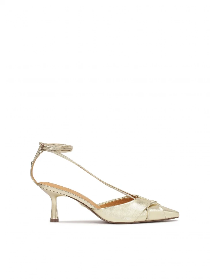 kazar Open heel pumps in gold color