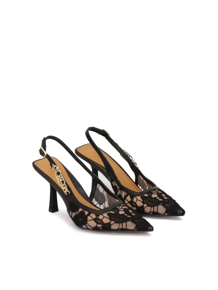 Kazar Open-heel Pumps Made Of Lace