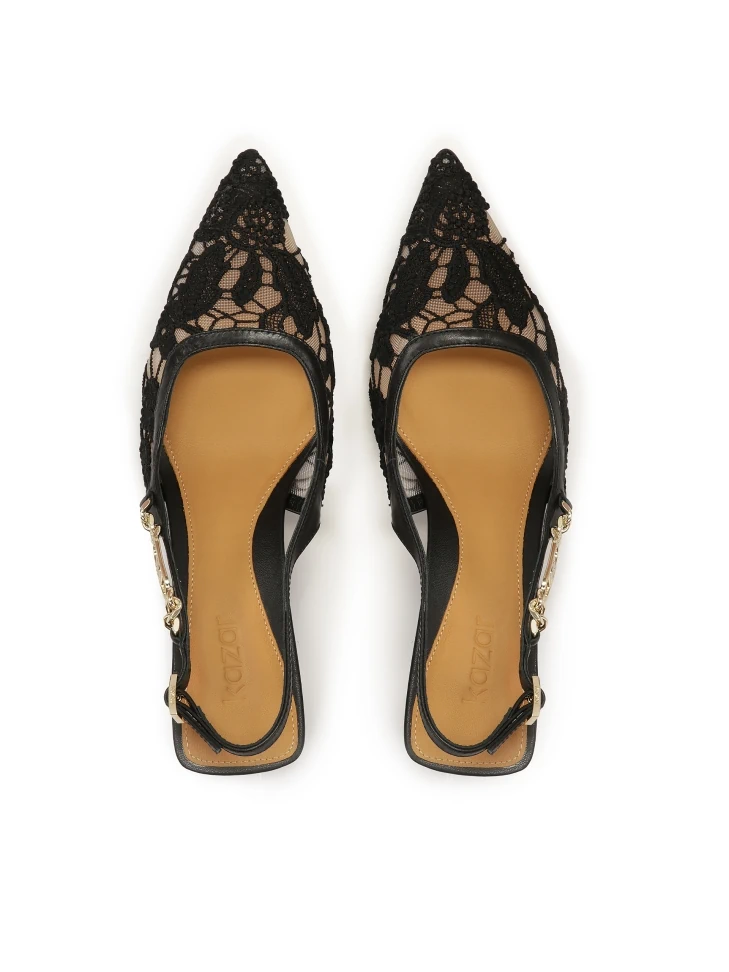 Kazar Open-heel Pumps Made Of Lace