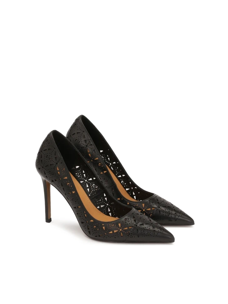 Kazar Openwork Black Leather Pumps