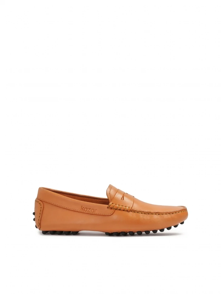 kazar Orange smooth leather men's moccasins