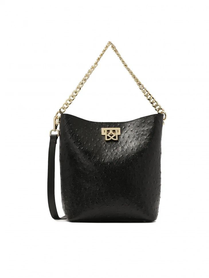 kazar Ostrich pattern embossed leather handbag