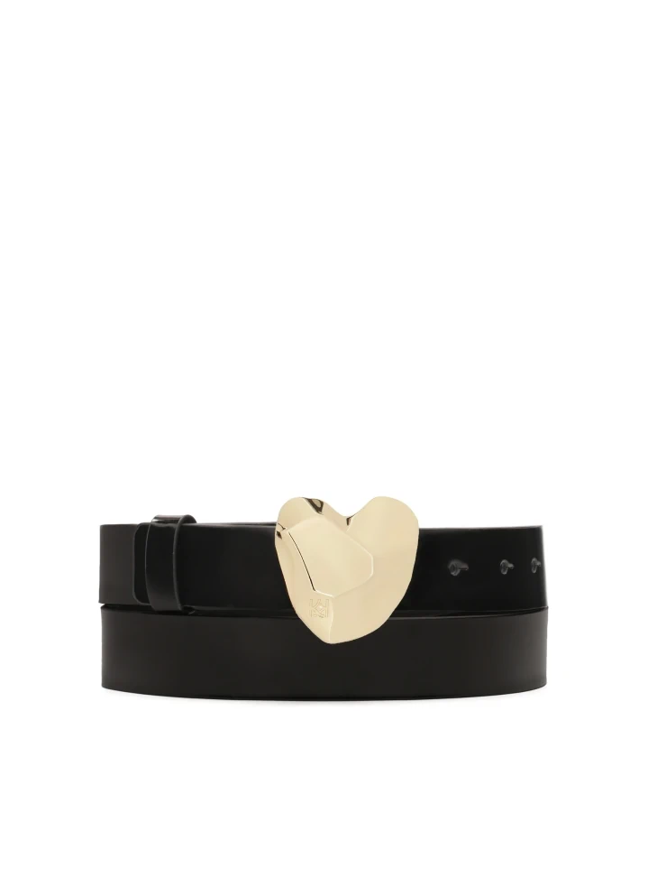 kazar Patent black belt with heart-shaped buckle