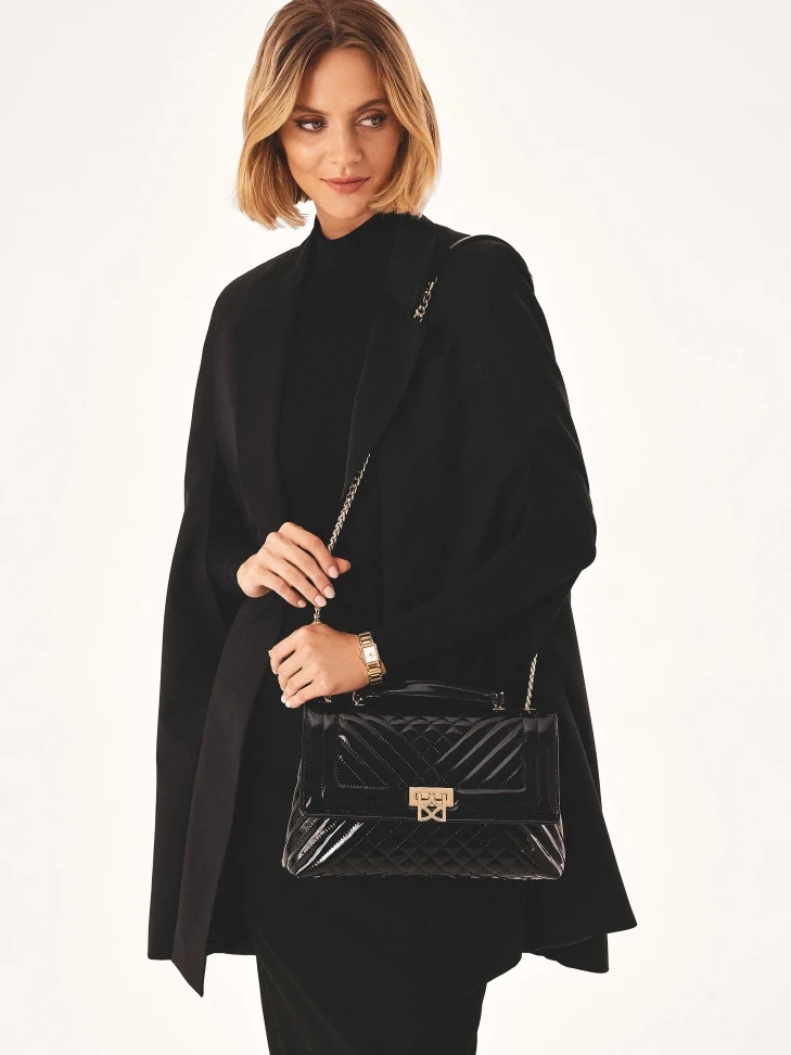 Kazar Patent Handbag With Flap
