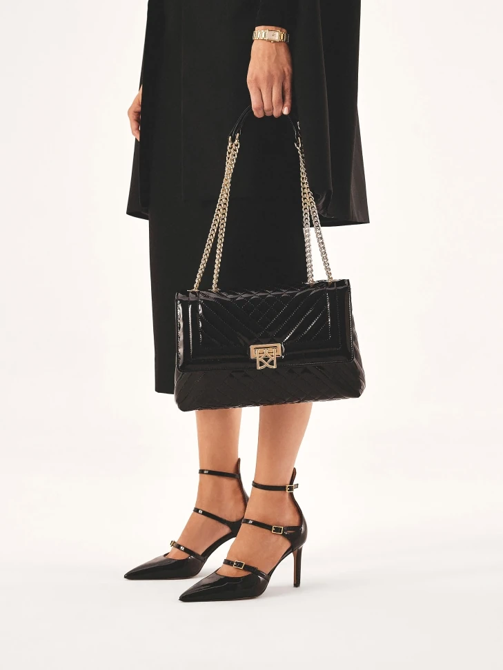 Kazar Patent Handbag With Flap